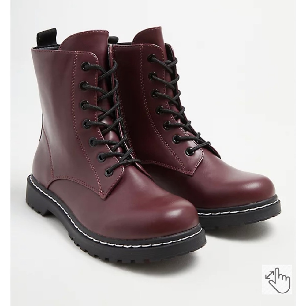 Burgundy LACE-UP COMBAT BOOT (WW)